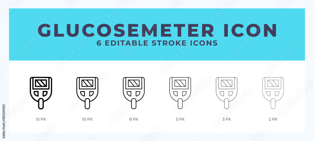 Poster glucosemeter icon vector for web. and mobile app. editable stroke outline icon.