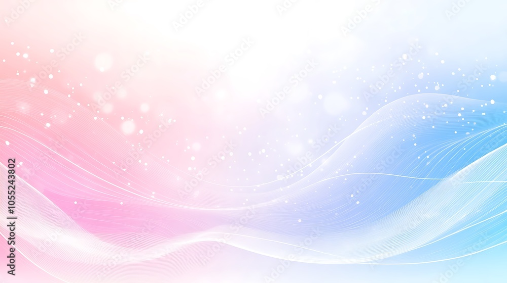Poster a soft gradient background with flowing lines and sparkles, suitable for digital design.