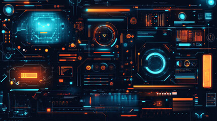 Obraz premium Futuristic Digital Interface with Neon Elements