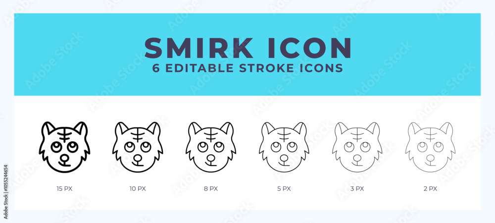 Poster smirk cat lineal icon symbol vector. black outline for web. app. presentation and more.