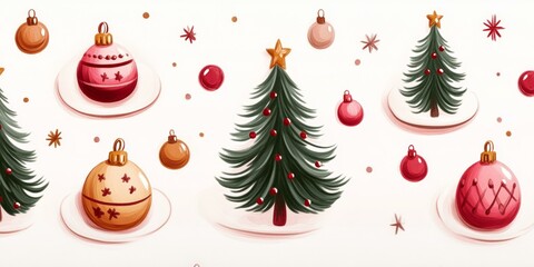Fototapeta premium Decorated Christmas tree with colorful ornaments and twinkling lights in a cozy living room setting.
