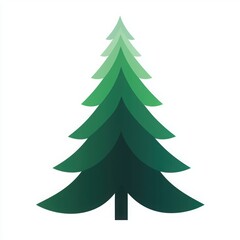 A minimalist gradient green Christmas tree illustration with soft shading, ideal for eco-friendly holiday graphics, modern holiday cards, or environmental-themed branding..