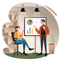 Man presents a work project