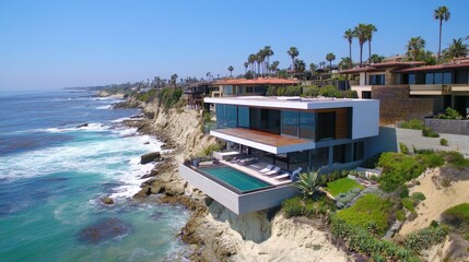 Obraz premium Modern Coastal Home with Clean Lines and Scenic Views