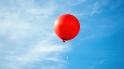 Obraz premium The vibrant red balloon hovers high above the carnival, drawing attention and promoting the event