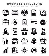 Vector Business Structure types icon set in Lineal Filled style. vector illustration.