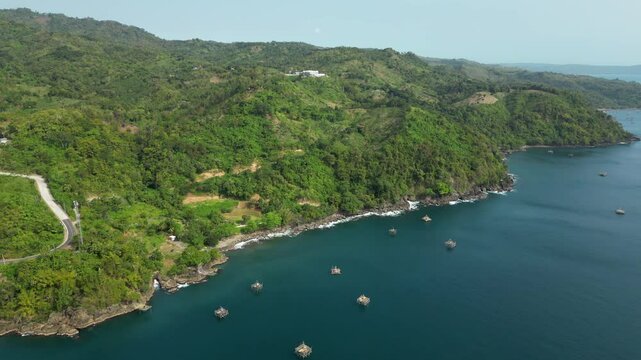 Untouched Coastline In Pelabuhan Ratu Sukabumi Indonesia Drone Rotate 4K 60FPS