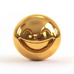 smile emoji gold 3d, white background