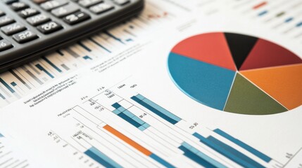 A yearly financial report with a pie chart showing the breakdown of revenue sources