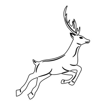 recommend clip art: deer jumping sketch, outline, vector