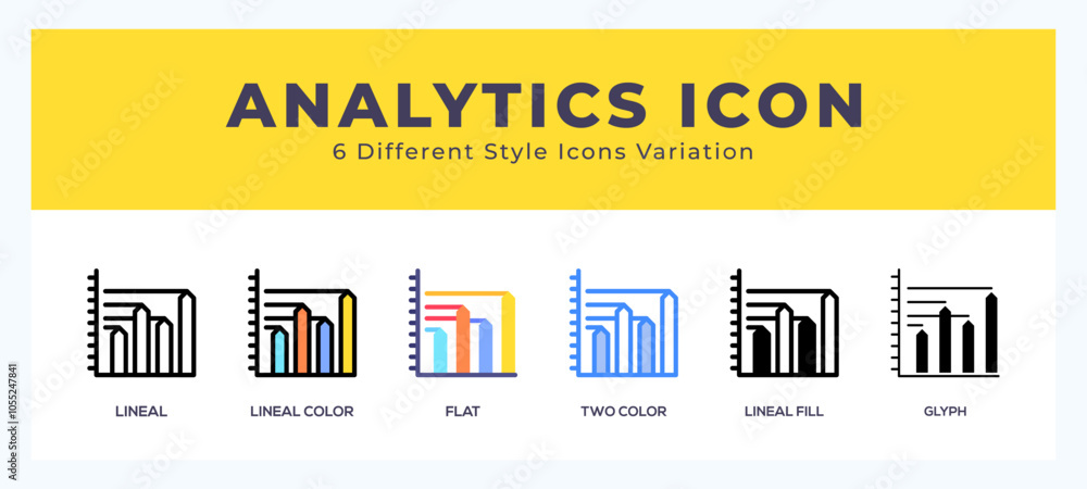 Poster analytics icon set. design elements for logo