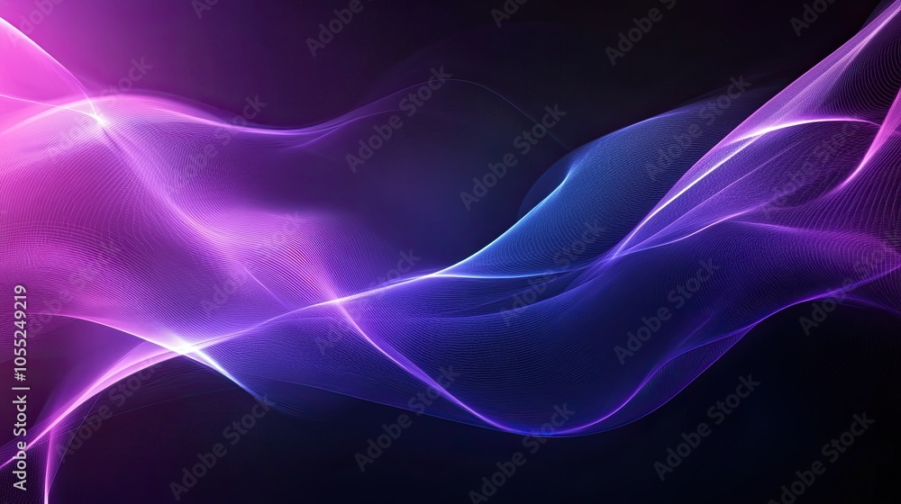 Poster abstract waves form glowing in the ultraviolet spectrum. background for banner.