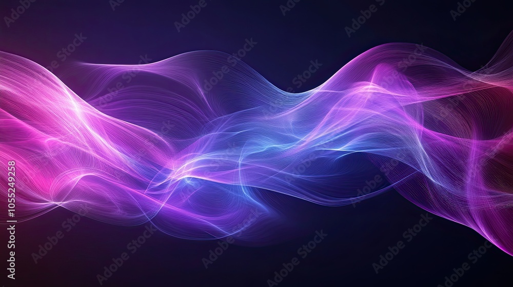Poster abstract waves form glowing in the ultraviolet spectrum. background for banner.