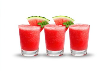 Watermelon Smoothie with Mint Leaf. Refreshing Summer Drink in White Background