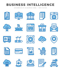 Business Intelligence icons Pack. Two Color icons set. Business Intelligence collection set.