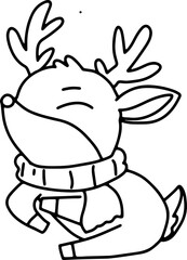 Christmas, cute cartoon, elements, lines, white, coloring, illustration, Santa, card