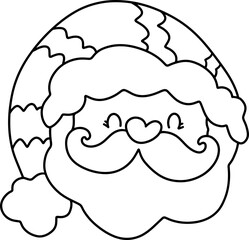 Christmas, cute cartoon, elements, lines, white, coloring, illustration, Santa, card