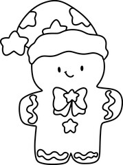 Christmas, cute cartoon, elements, lines, white, coloring, illustration, Santa, card