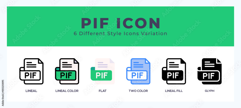 Poster pif file set of icons. vector illustration with different styles.