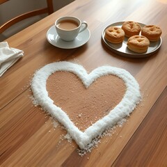 heart shaped cookies and cup of coffee