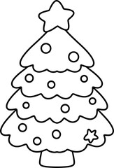 Christmas, cute cartoon, elements, lines, white, coloring, illustration, Santa, card