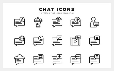 15 Chat Lineal icons pack. vector illustration.