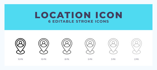 Location icon symbol. Outline. Lineal icon with editable stroke.
