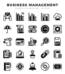 Collection of Business Management 25 Lineal Filled Icons Pack.