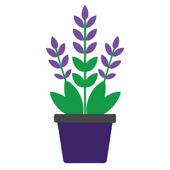 Elegant minimalist potted lavender plant icon, perfect for eco-friendly and wellness designs. Ideal for creating soothing and modern floral artwork for home decor and branding.