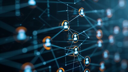 Digital Network of Interconnected People and Connections