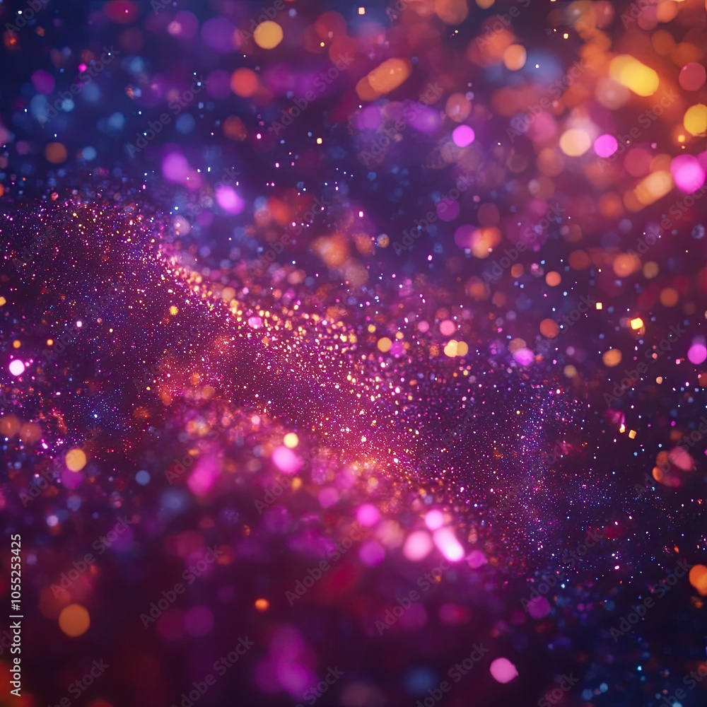 Poster animated abstract background with colorful and shiny heart shaped shimmering particles
