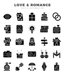 Love & Romance icons set for website and mobile site and apps.