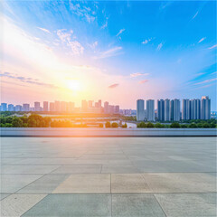 Obraz premium Big city at sunrise.