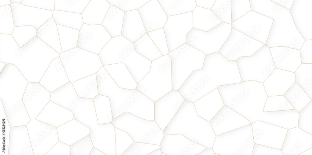 Aufkleber abstract white broken stained-glass background with brown line. geometric seamless pattern with 3d s