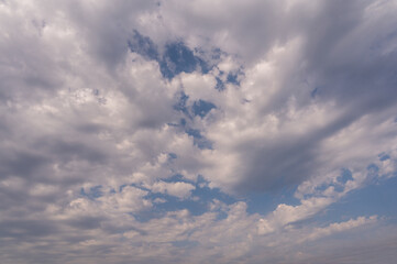 Blue sky dark clouds. Dramatic cloud during rain, thunderstorm, storm. Nature moody cloudscape.