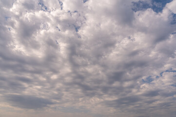 Blue sky dark clouds. Dramatic cloud during rain, thunderstorm, storm. Nature moody cloudscape.
