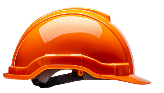 Orange hard hat on a white isolate background. transparent background