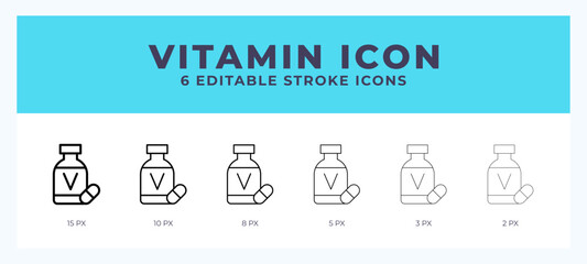 Vitamin line icon for websites and apps. Vector illustration with editable stroke.