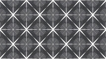 Obraz premium Vector grey monochrome abstract elegant star anise petal connecting triangles seamless repeat pattern. Perfect for fabric, scrapbooking and wallpaper projects. Surface pattern design.