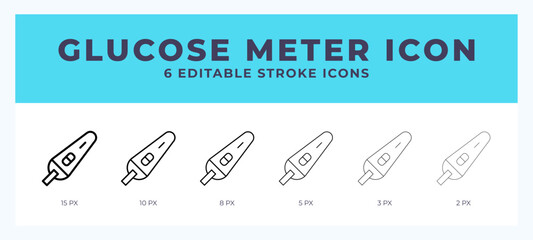 Glucose meter icon symbol. Logo illustration thin line. Bold line vector icons. Editable stroke