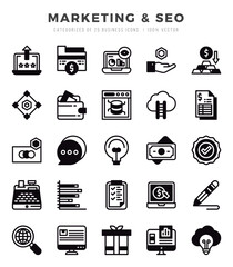 Marketing & SEO. Lineal Filled icons Pack. vector illustration.