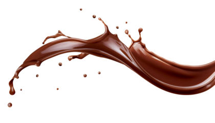 Chocolate splash on a white isolated background. transparent background