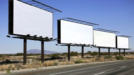 Obraz premium arge blank billboard on road with city view background