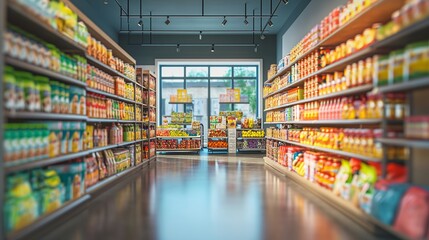 Fototapeta premium A grocery store with lots of goods on the shelves