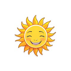 A happy cartoon sun with a big smile and closed eyes.