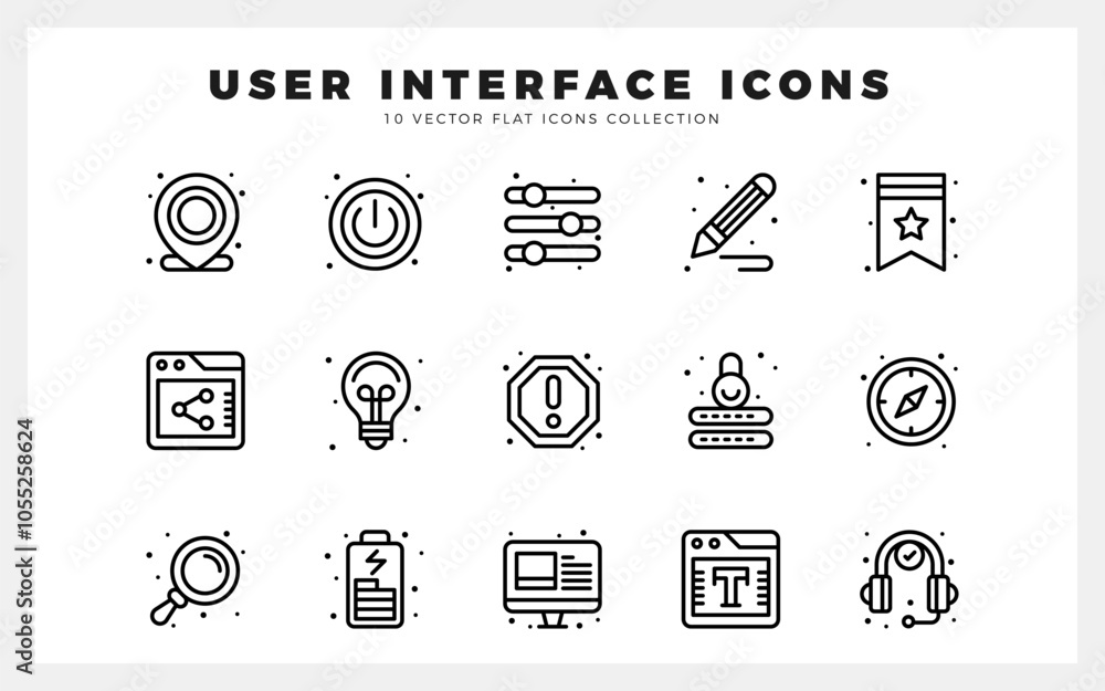 Poster 15 user interface lineal icon pack. vector illustration.