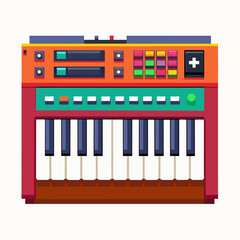 Fototapeta premium Retro Digital Synthesizer Illustration Vintage Electronic Keyboard Music Instrument