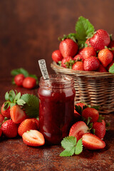 Strawberry jam and fresh berries.