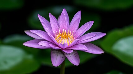 Purple Water Lily Flower Blooming Close Up Macro Photography