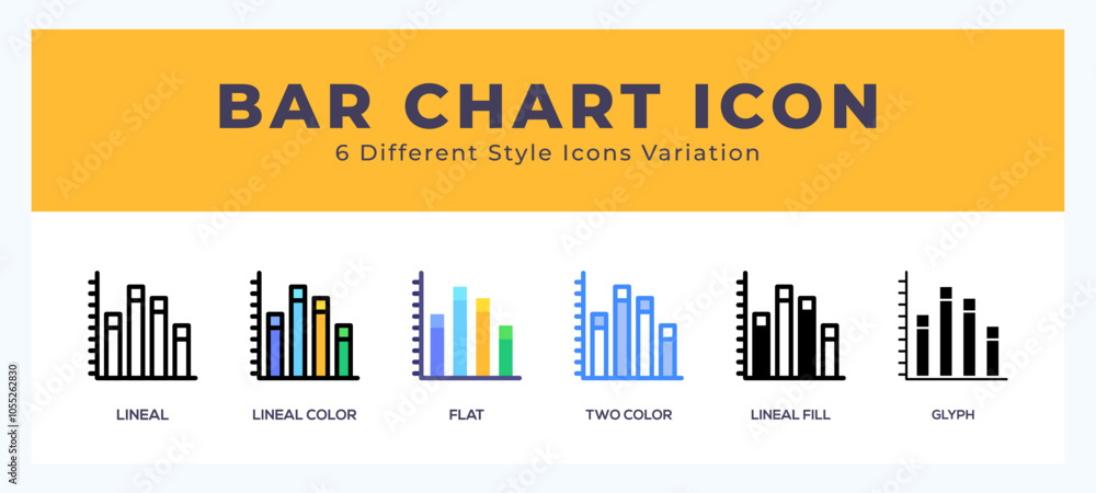 Poster bar chart icon set with different styles. design elements for logo. vector illustration.